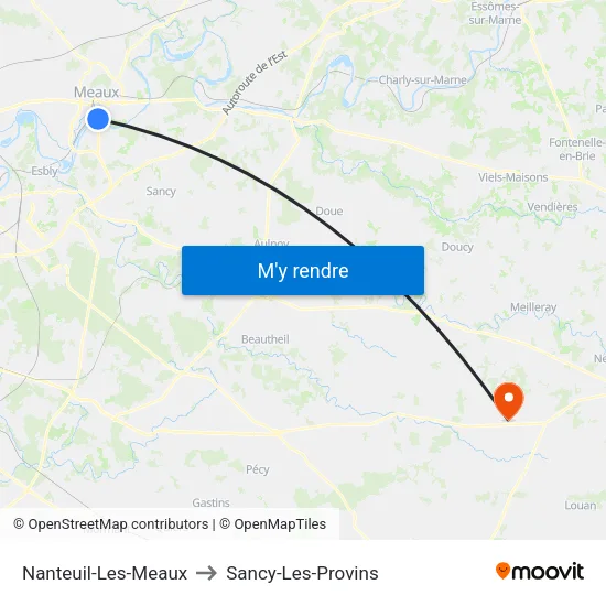 Nanteuil-Les-Meaux to Sancy-Les-Provins map