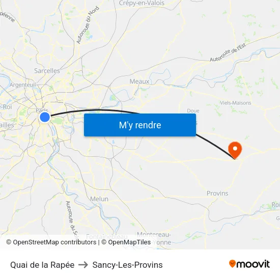 Quai de la Rapée to Sancy-Les-Provins map