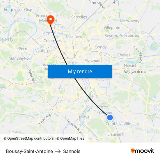 Boussy-Saint-Antoine to Sannois map