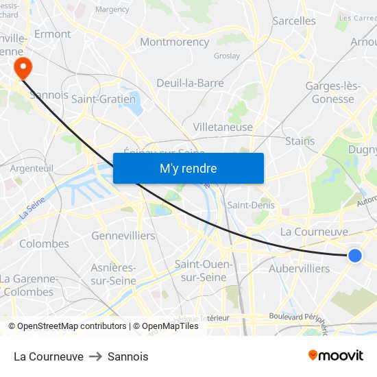 La Courneuve to Sannois map