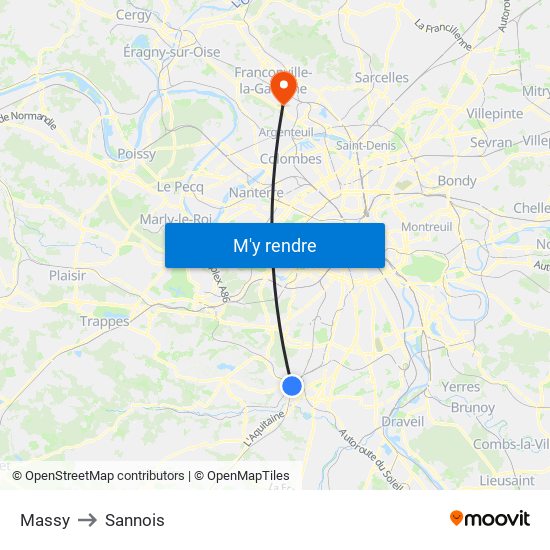 Massy to Sannois map