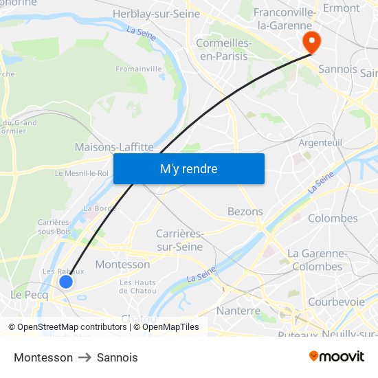 Montesson to Sannois map