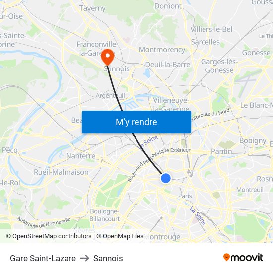 Gare Saint-Lazare to Sannois map
