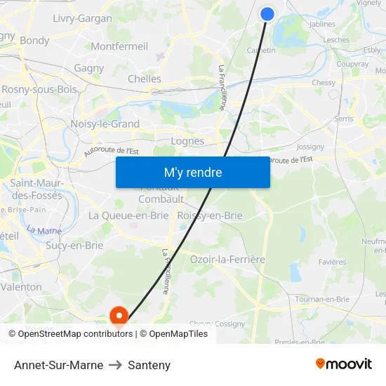 Annet-Sur-Marne to Santeny map