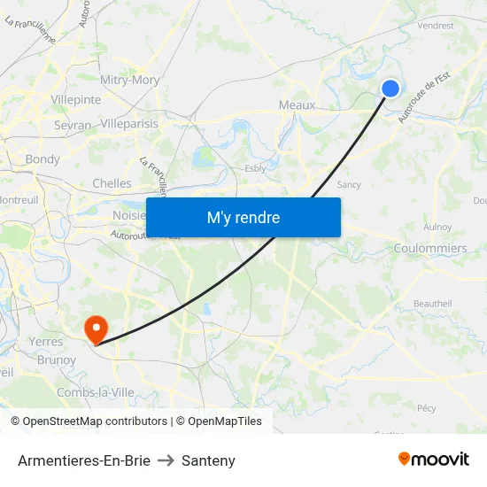 Armentieres-En-Brie to Santeny map