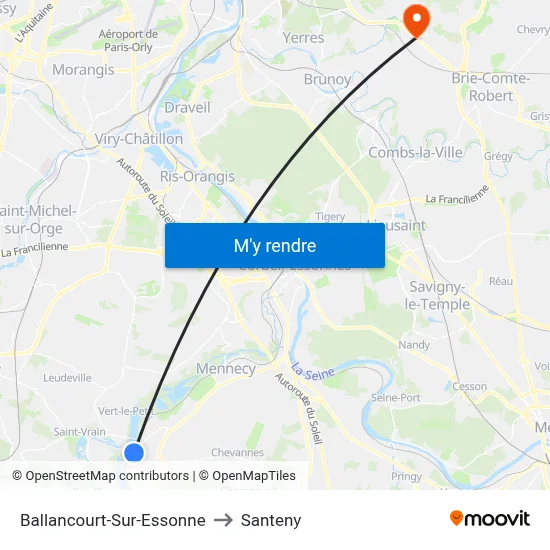 Ballancourt-Sur-Essonne to Santeny map