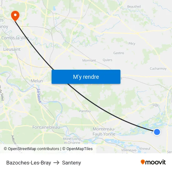 Bazoches-Les-Bray to Santeny map