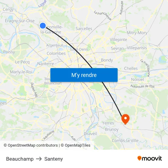 Beauchamp to Santeny map