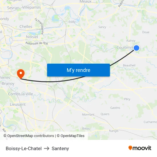 Boissy-Le-Chatel to Santeny map