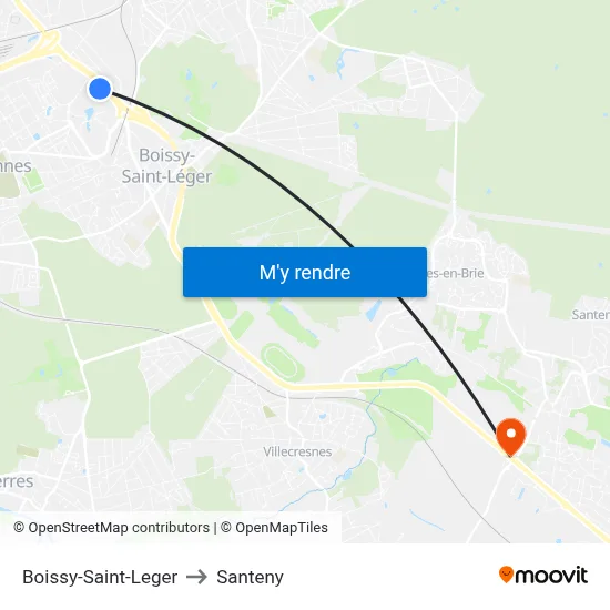 Boissy-Saint-Leger to Santeny map