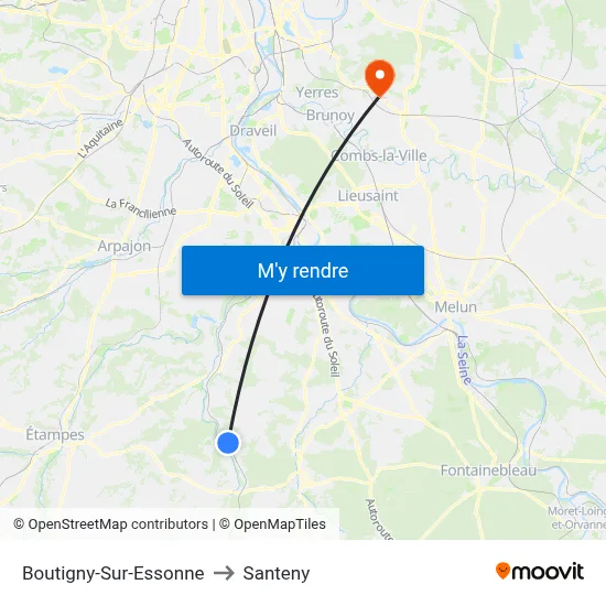 Boutigny-Sur-Essonne to Santeny map