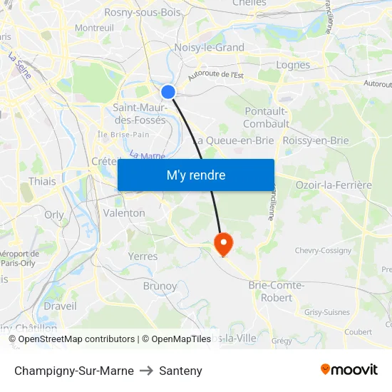 Champigny-Sur-Marne to Santeny map
