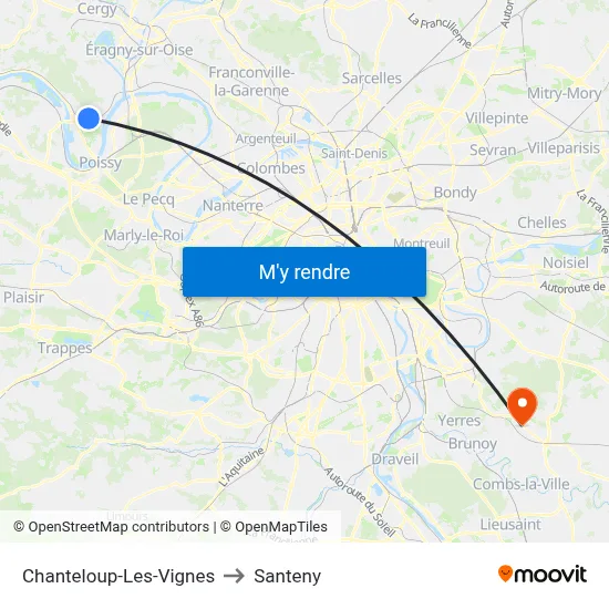 Chanteloup-Les-Vignes to Santeny map