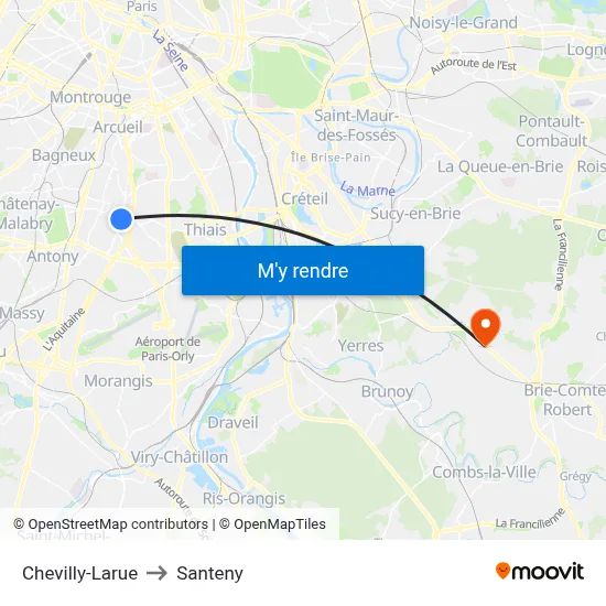 Chevilly-Larue to Santeny map