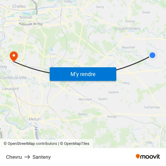 Chevru to Santeny map