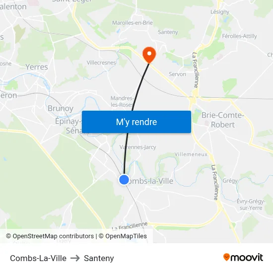 Combs-La-Ville to Santeny map