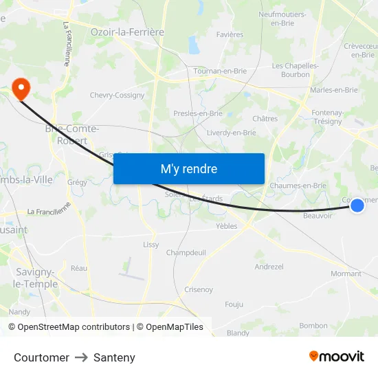 Courtomer to Santeny map