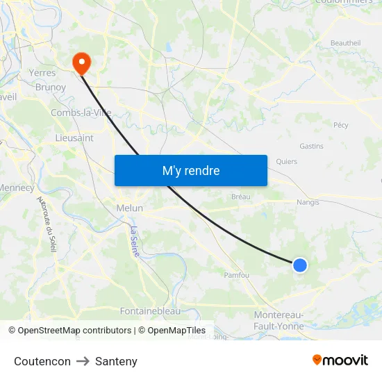 Coutencon to Santeny map