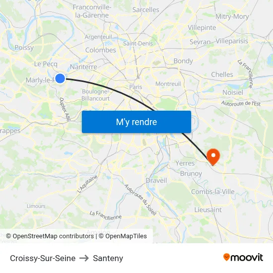 Croissy-Sur-Seine to Santeny map