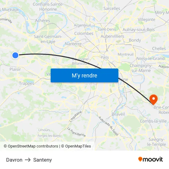 Davron to Santeny map