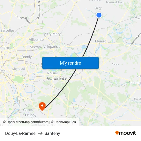 Douy-La-Ramee to Santeny map