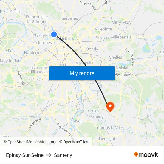 Epinay-Sur-Seine to Santeny map