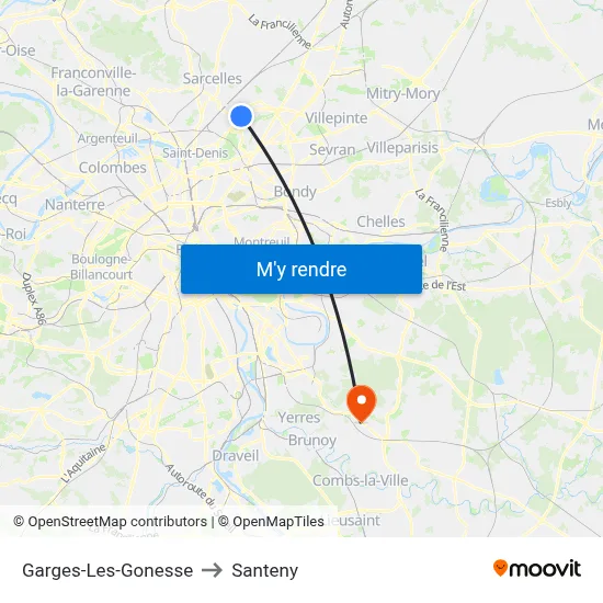Garges-Les-Gonesse to Santeny map