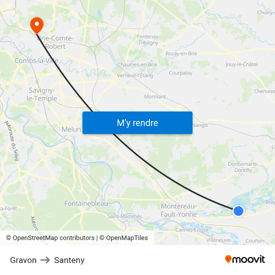 Gravon to Santeny map