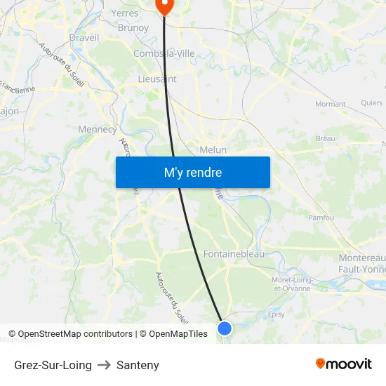Grez-Sur-Loing to Santeny map