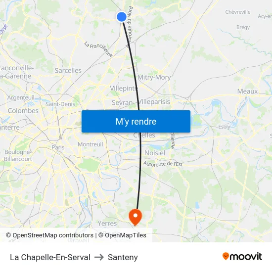 La Chapelle-En-Serval to Santeny map