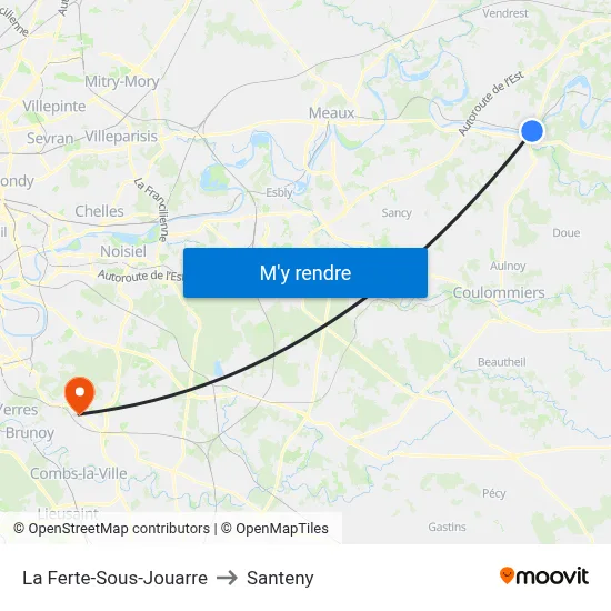 La Ferte-Sous-Jouarre to Santeny map