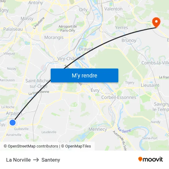 La Norville to Santeny map