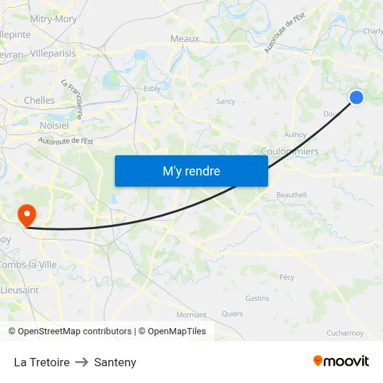 La Tretoire to Santeny map