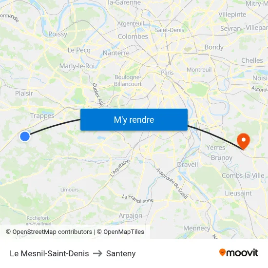 Le Mesnil-Saint-Denis to Santeny map