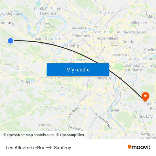 Les Alluets-Le-Roi to Santeny map