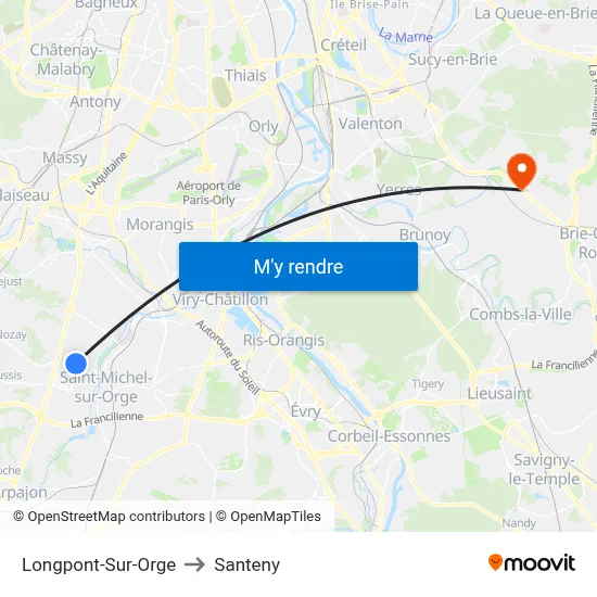Longpont-Sur-Orge to Santeny map