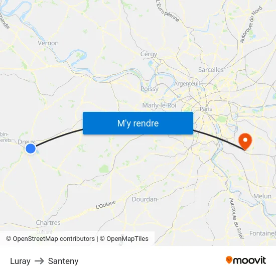 Luray to Santeny map
