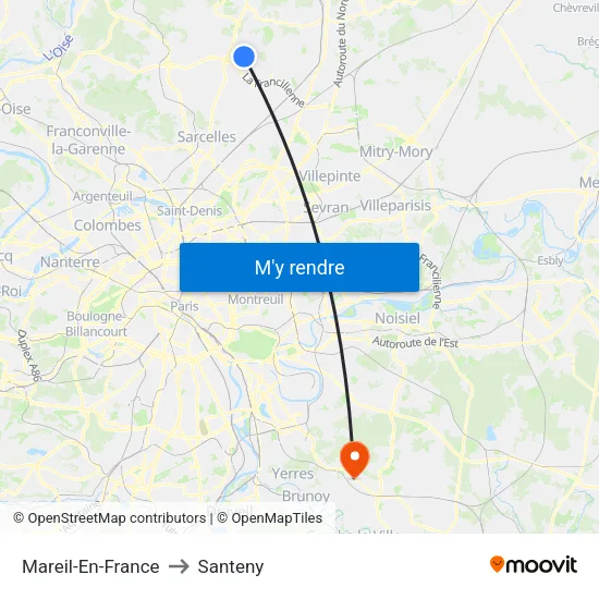 Mareil-En-France to Santeny map