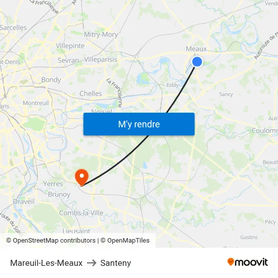 Mareuil-Les-Meaux to Santeny map