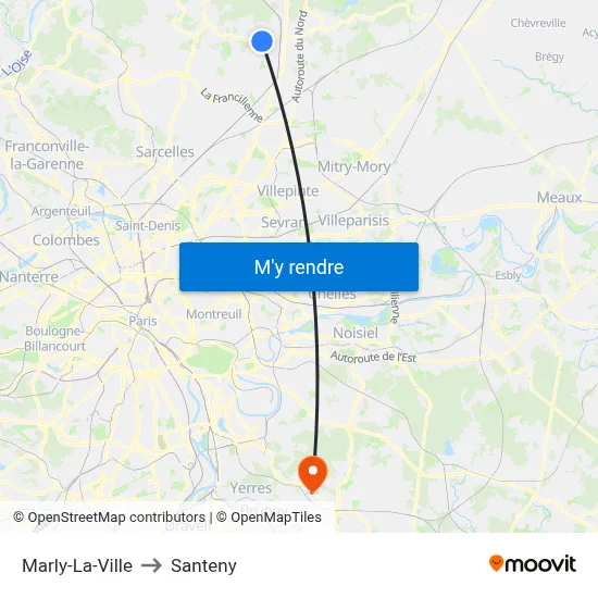Marly-La-Ville to Santeny map