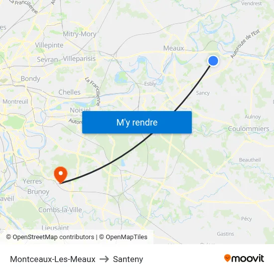 Montceaux-Les-Meaux to Santeny map