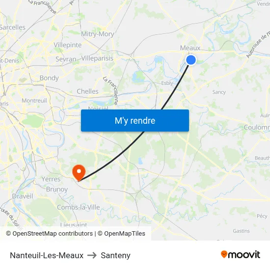 Nanteuil-Les-Meaux to Santeny map