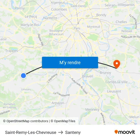 Saint-Remy-Les-Chevreuse to Santeny map