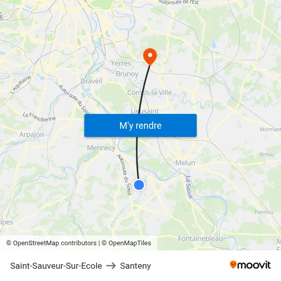 Saint-Sauveur-Sur-Ecole to Santeny map