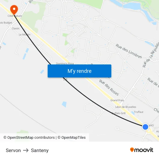 Servon to Santeny map