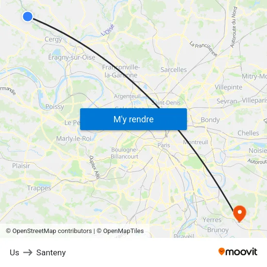Us to Santeny map