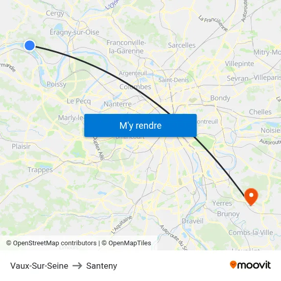 Vaux-Sur-Seine to Santeny map