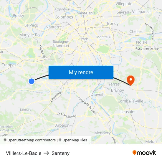 Villiers-Le-Bacle to Santeny map