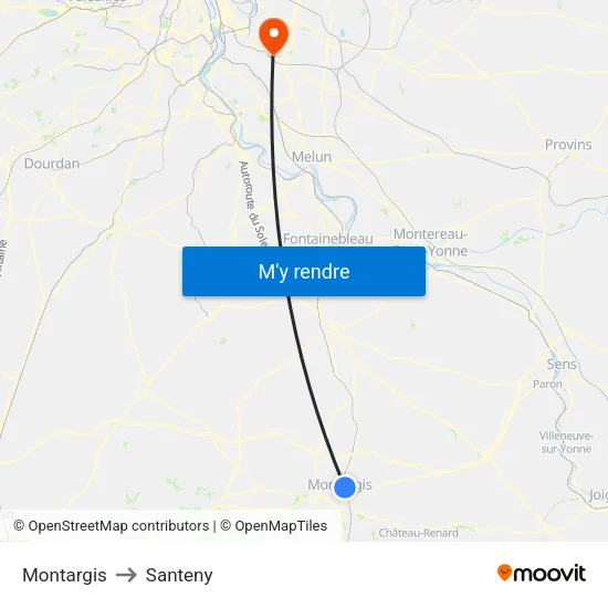 Montargis to Santeny map