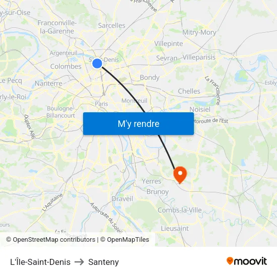 L'Île-Saint-Denis to Santeny map
